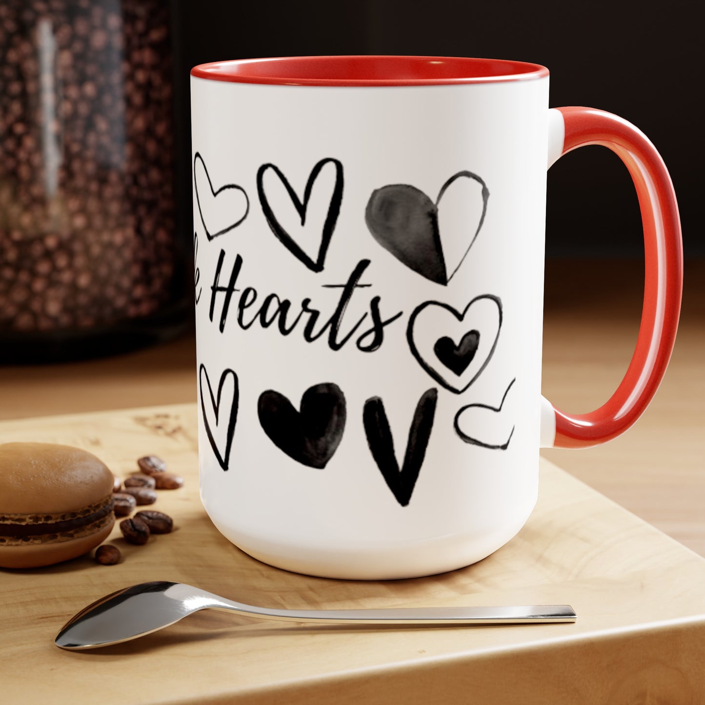 SDD - Black Hearts - Two-Tone Coffee Mugs, 15oz