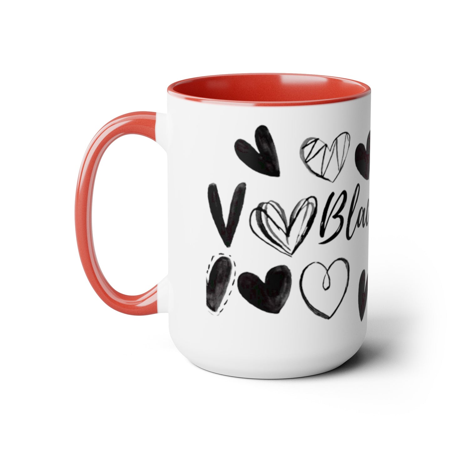 SDD - Black Hearts - Two-Tone Coffee Mugs, 15oz