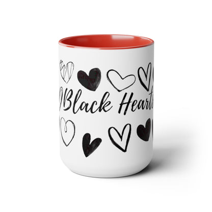 SDD - Black Hearts - Two-Tone Coffee Mugs, 15oz