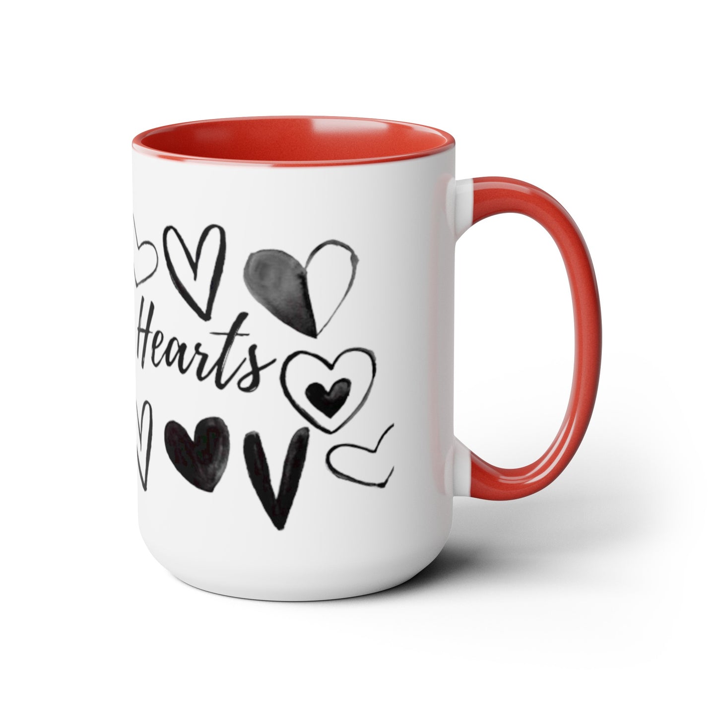 SDD - Black Hearts - Two-Tone Coffee Mugs, 15oz